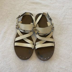 Gucci Juliette Flat Bit Sandals in cream